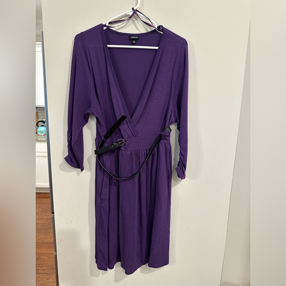 Beautiful Purple Belted Dress